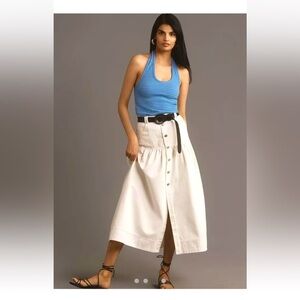 ♥️NWT Anthropologie Pilcro Scoop Halter Tank blue Striped stripe NWT $58 XL